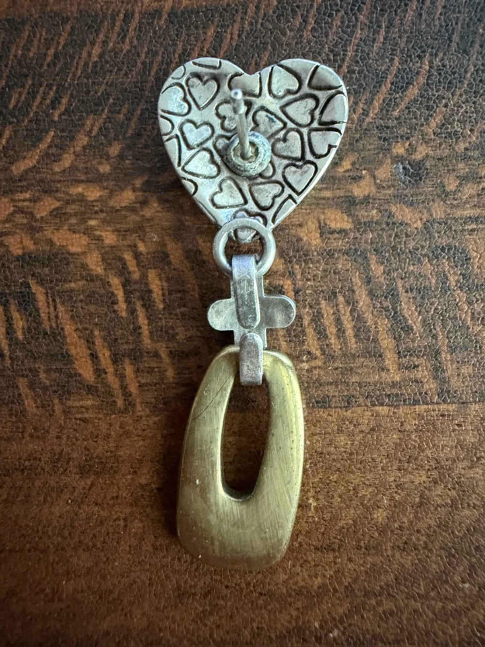 Brighton vintage Two-Tone Heart Drop Earrings - Gold & Silver - Picture 2 of 4